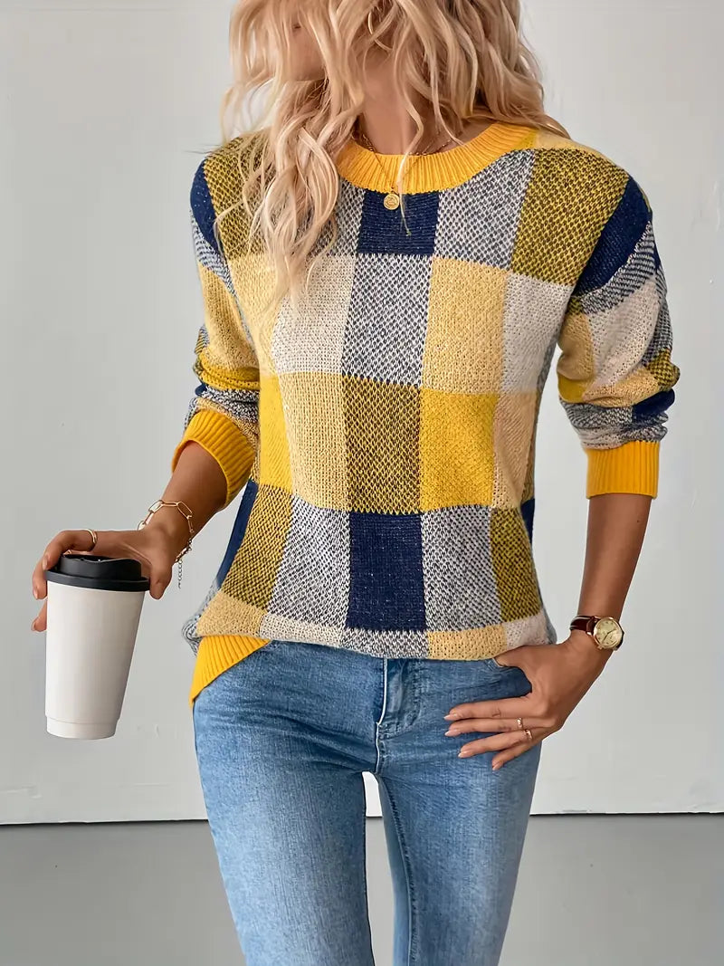 Lila – Checked Knit Sweater
