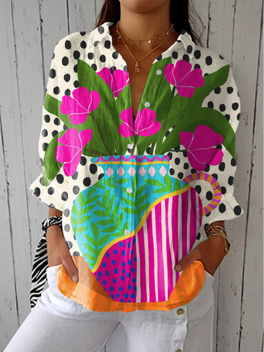 Flora Vase – Artistic Print Blouse