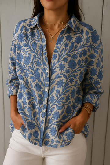 Amara – Blue Floral Blouse