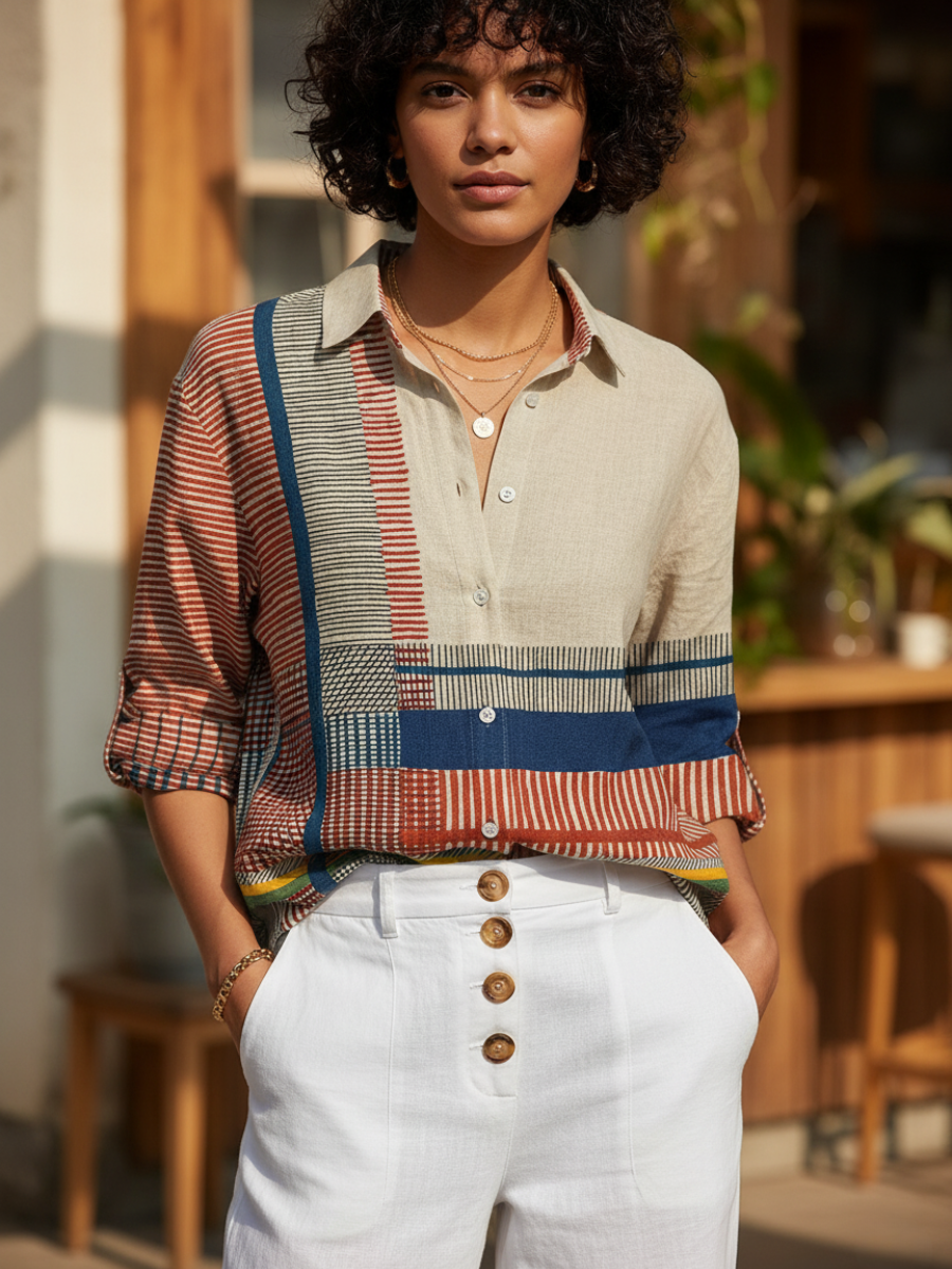 Liora – Abstract Stripe Blouse