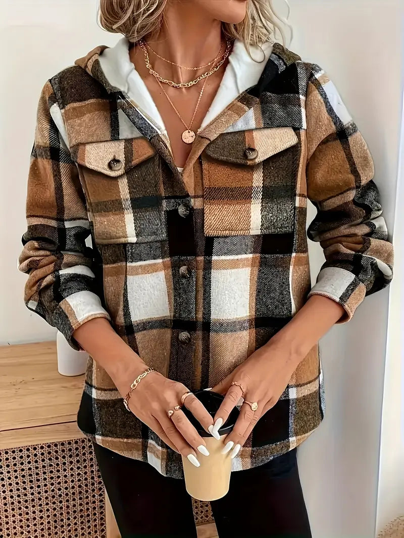 Hazel – Plaid Fleece Jacket