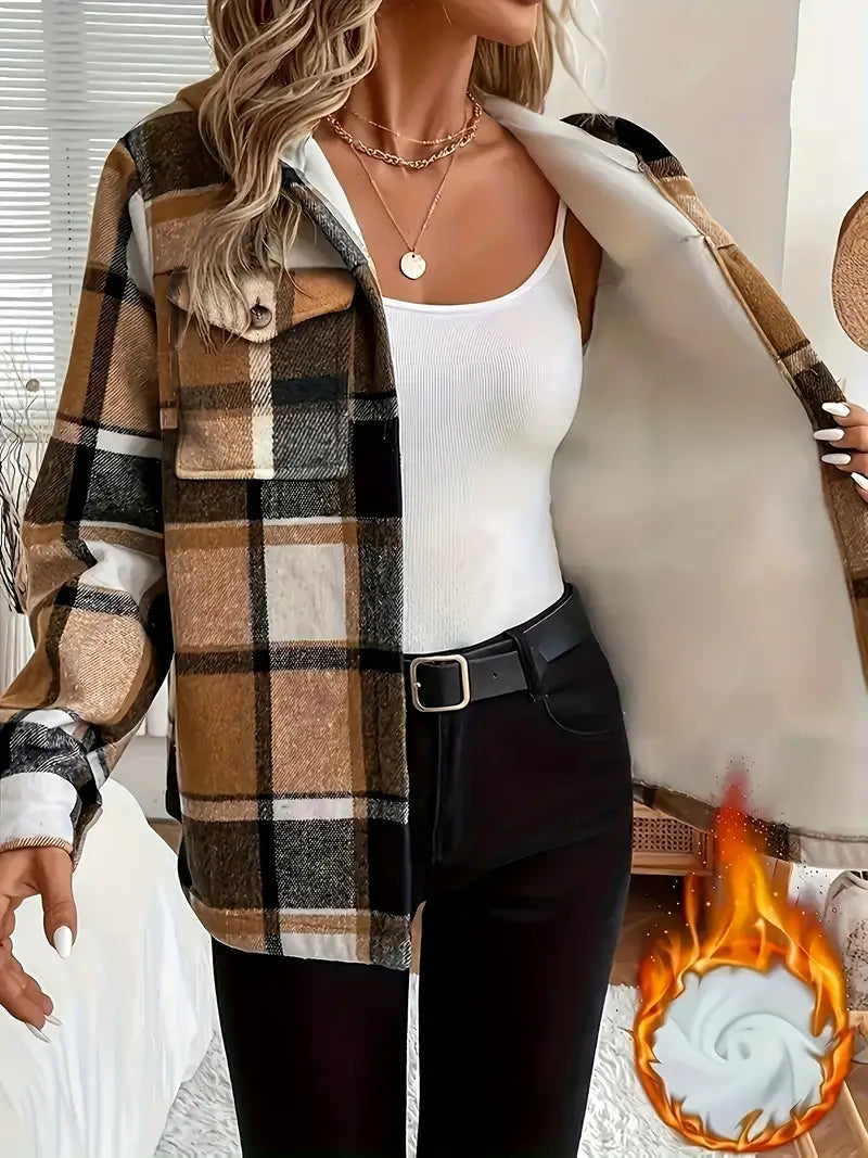 Hazel – Plaid Fleece Jacket