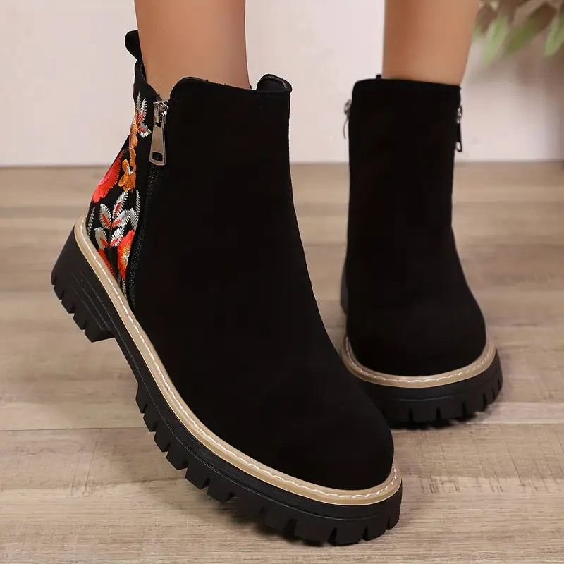 Ember | Embroidered Ankle Boots