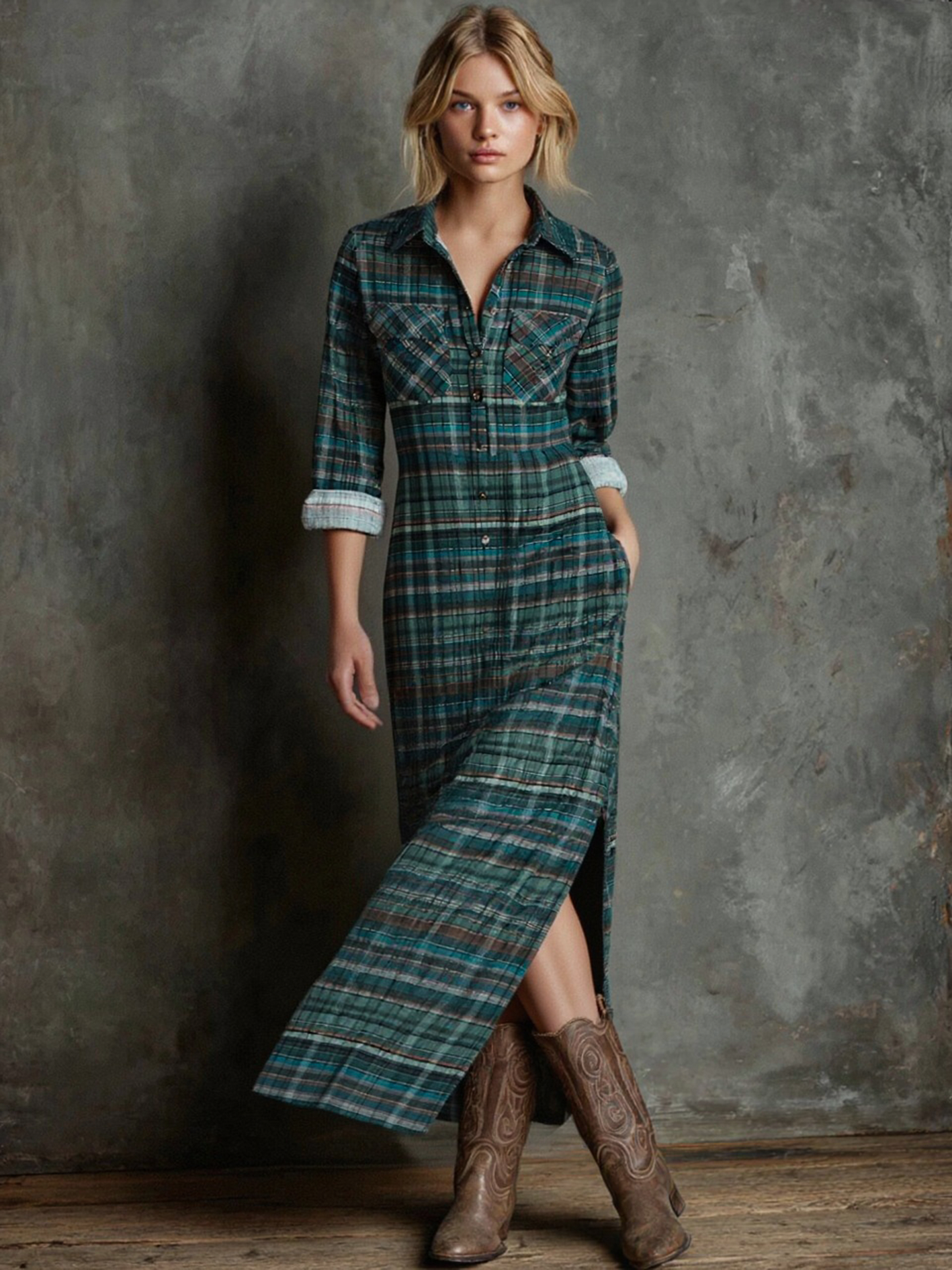 Highland Plaid Maxi Dress
