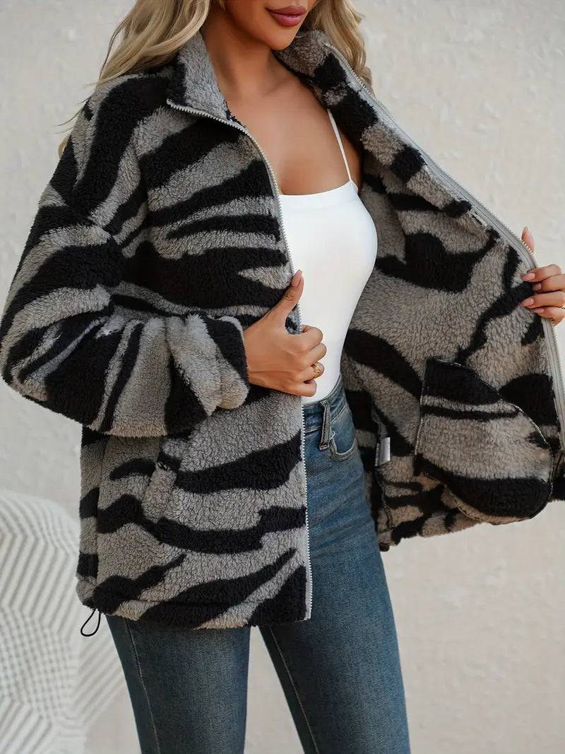 Zora – Zebra Fleece Jacket