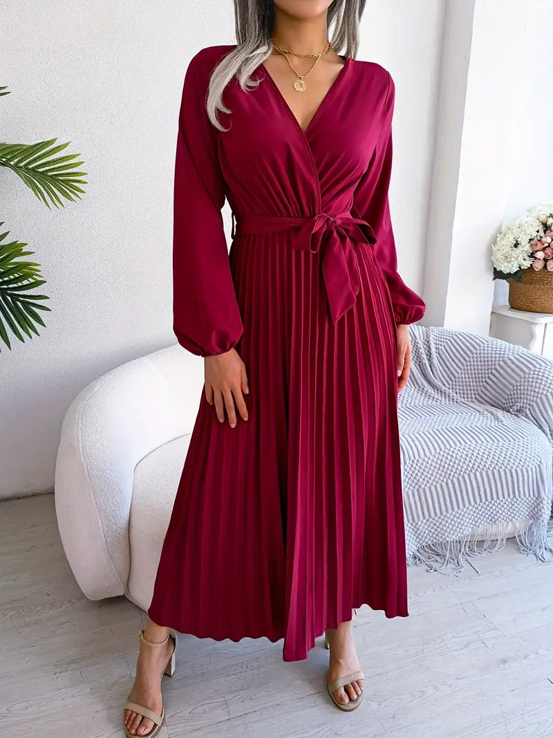 Serena | Pleated Wrap Midi Dress