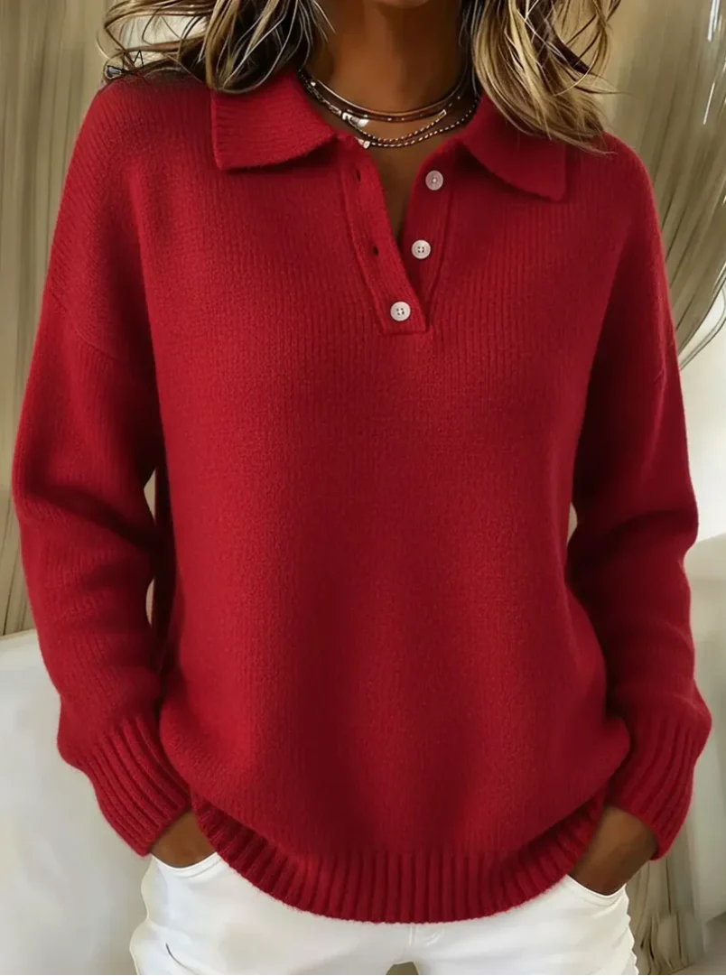 Avery | Soft Knit Polo Sweater