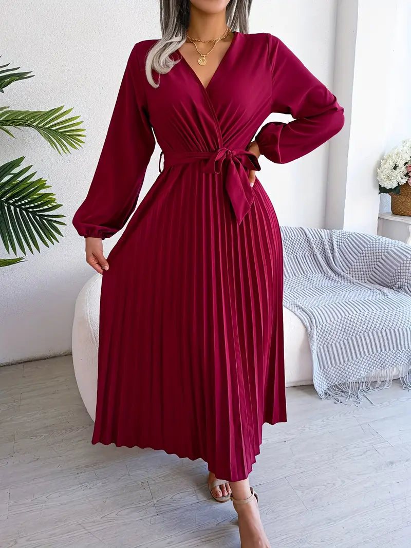 Serena | Pleated Wrap Midi Dress