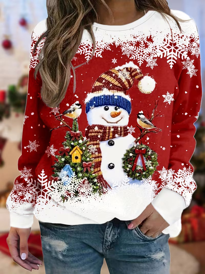 Festive Snowman and Wildlife Holiday Sweatshirt
