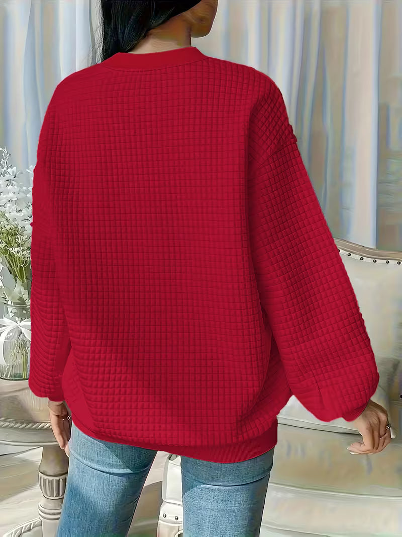 New Christmas Tree Printed Quilted Jacquard Round Neck Sweatshirt