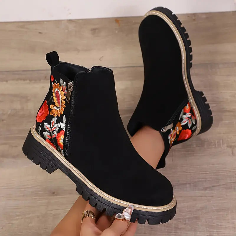 Ember | Embroidered Ankle Boots