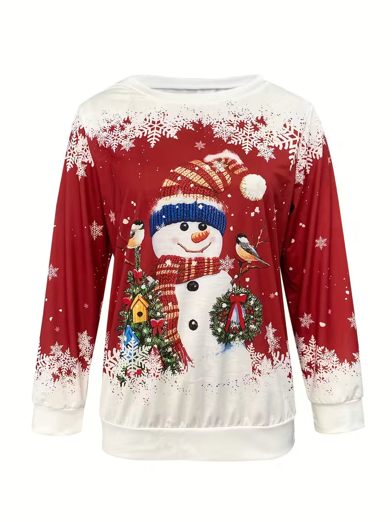 Festive Snowman and Wildlife Holiday Sweatshirt