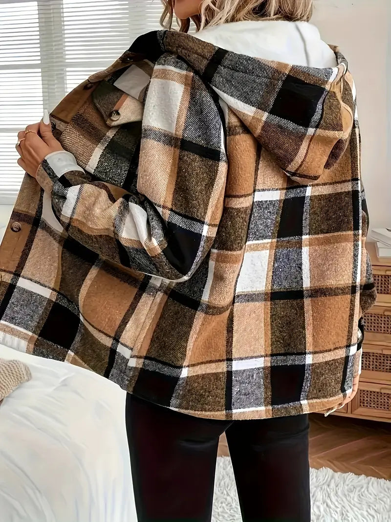 Hazel – Plaid Fleece Jacket