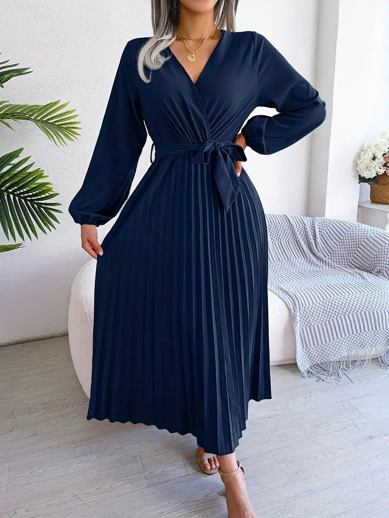 Serena | Pleated Wrap Midi Dress