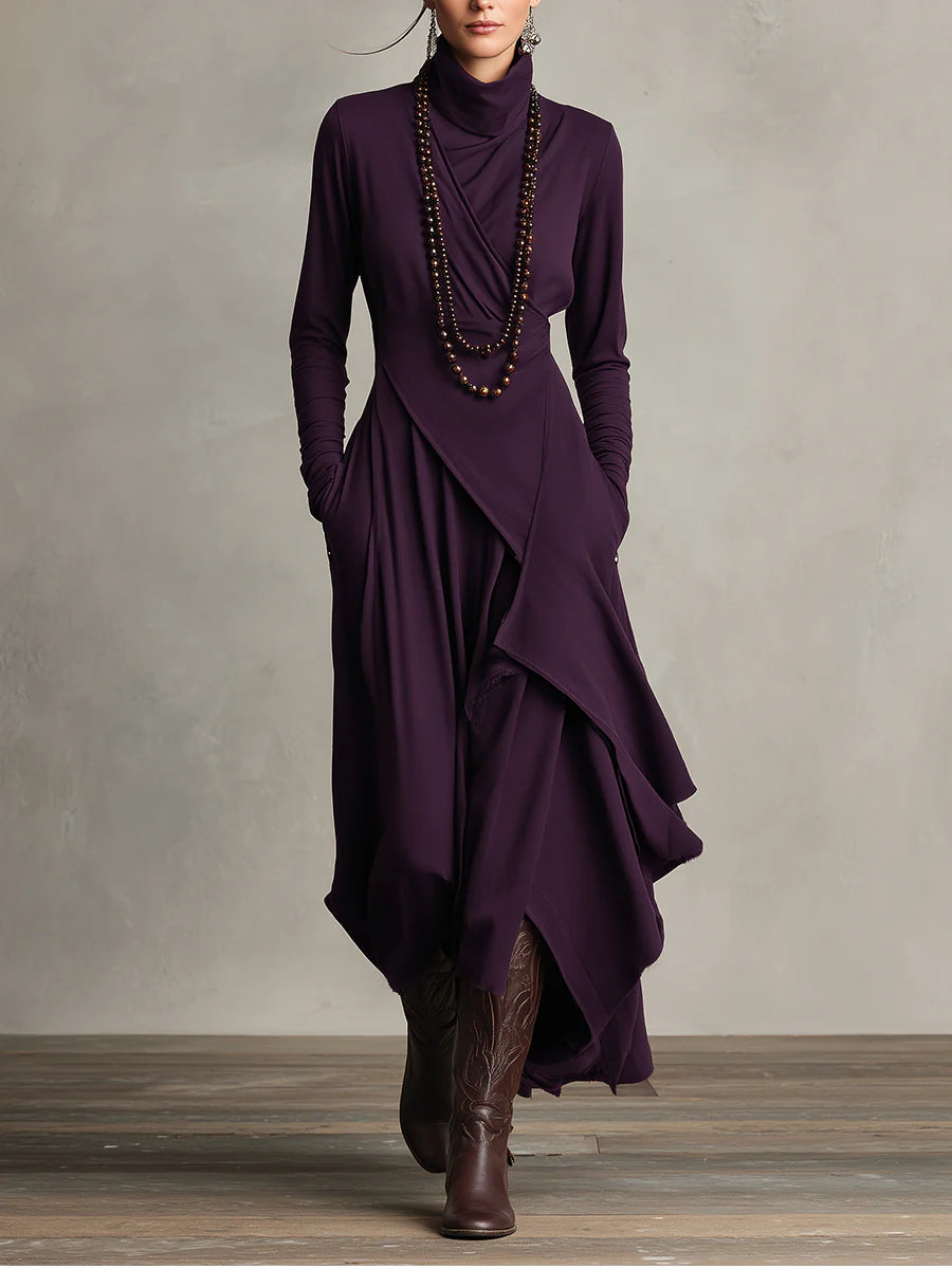 Aurora Asymmetrical Turtleneck Dress