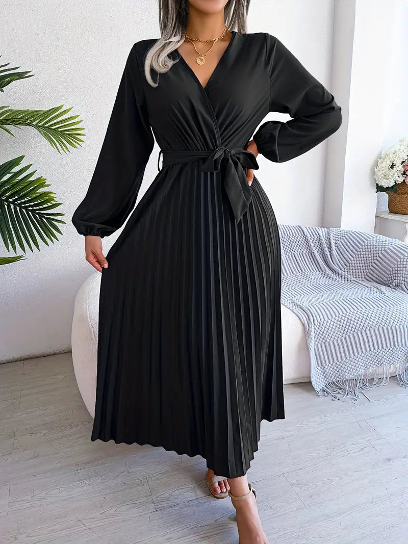 Serena | Pleated Wrap Midi Dress