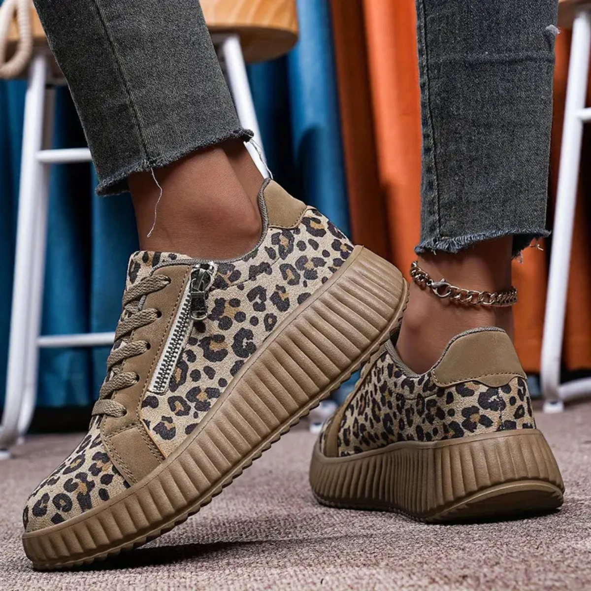 Savannah Leopard Sneakers Orthopedic