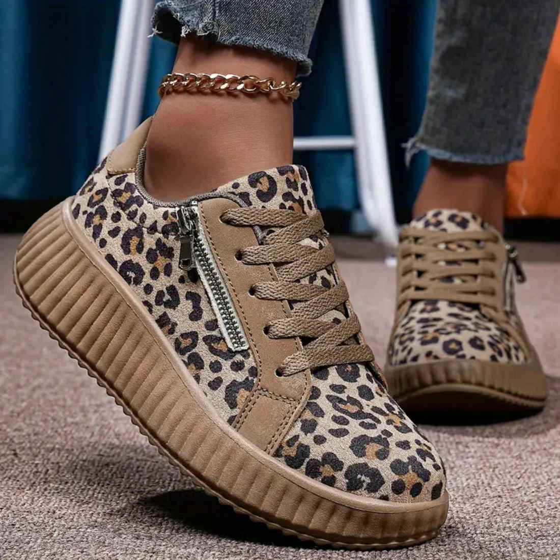Savannah Leopard Sneakers Orthopedic