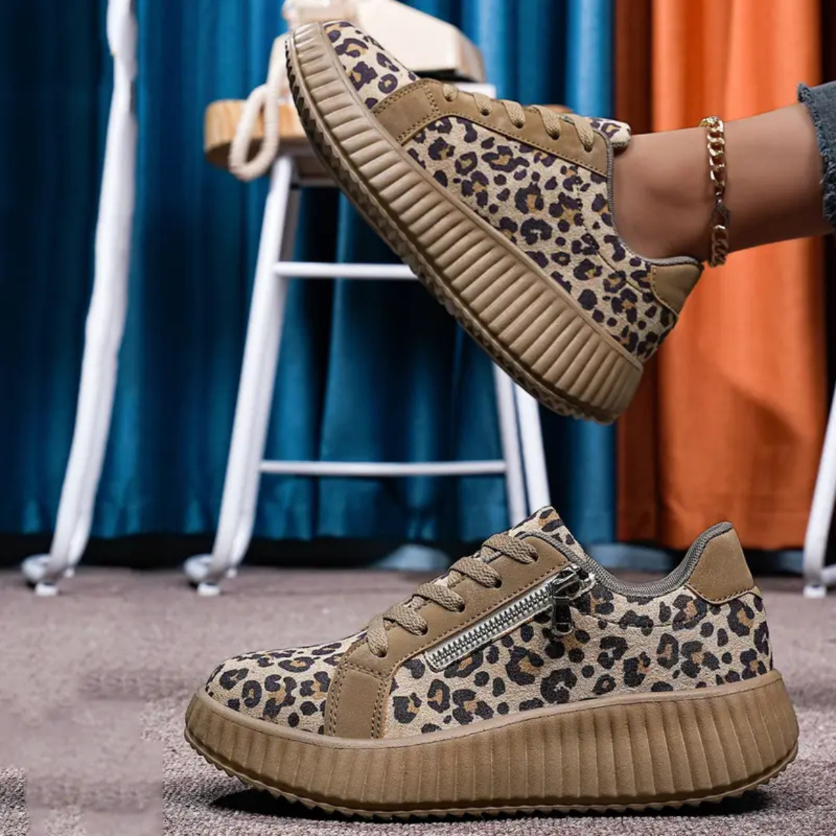 Savannah Leopard Sneakers Orthopedic