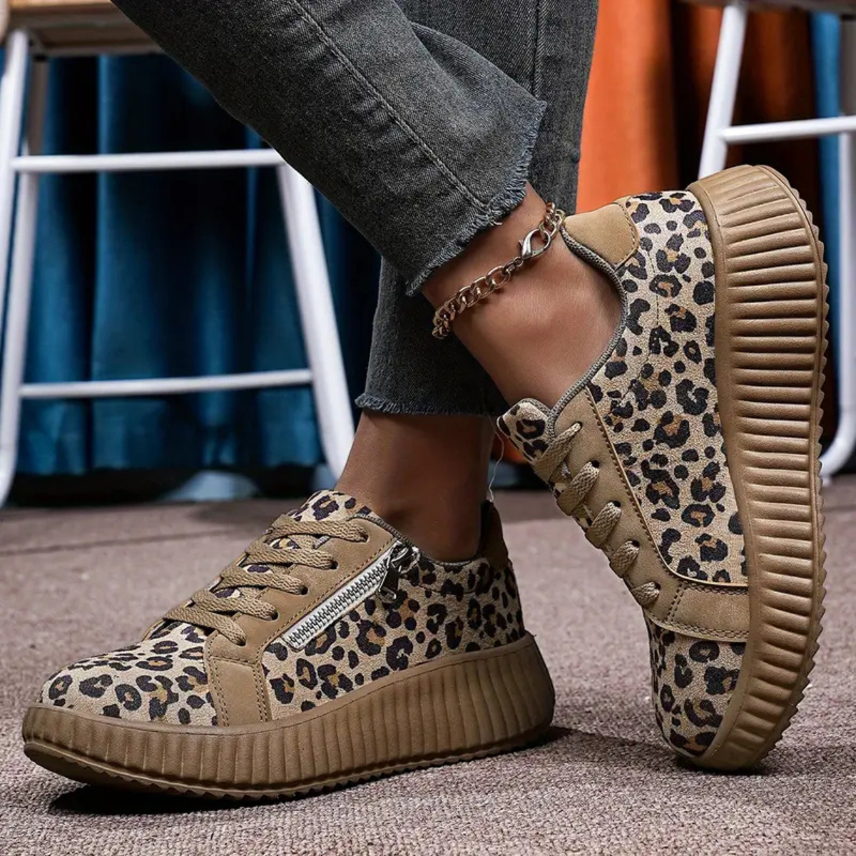 Savannah Leopard Sneakers Orthopedic