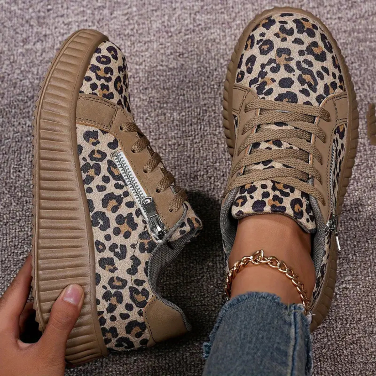 Savannah Leopard Sneakers Orthopedic