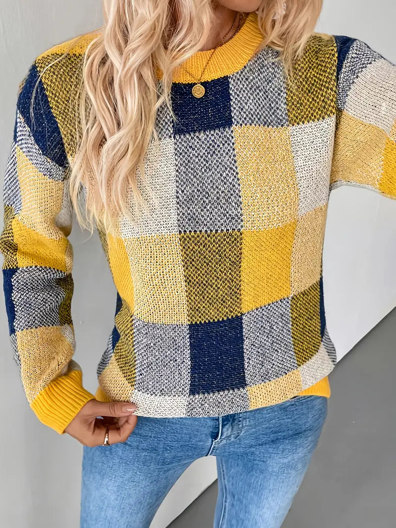 Lila – Checked Knit Sweater