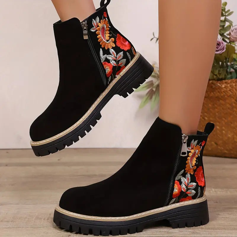 Ember | Embroidered Ankle Boots