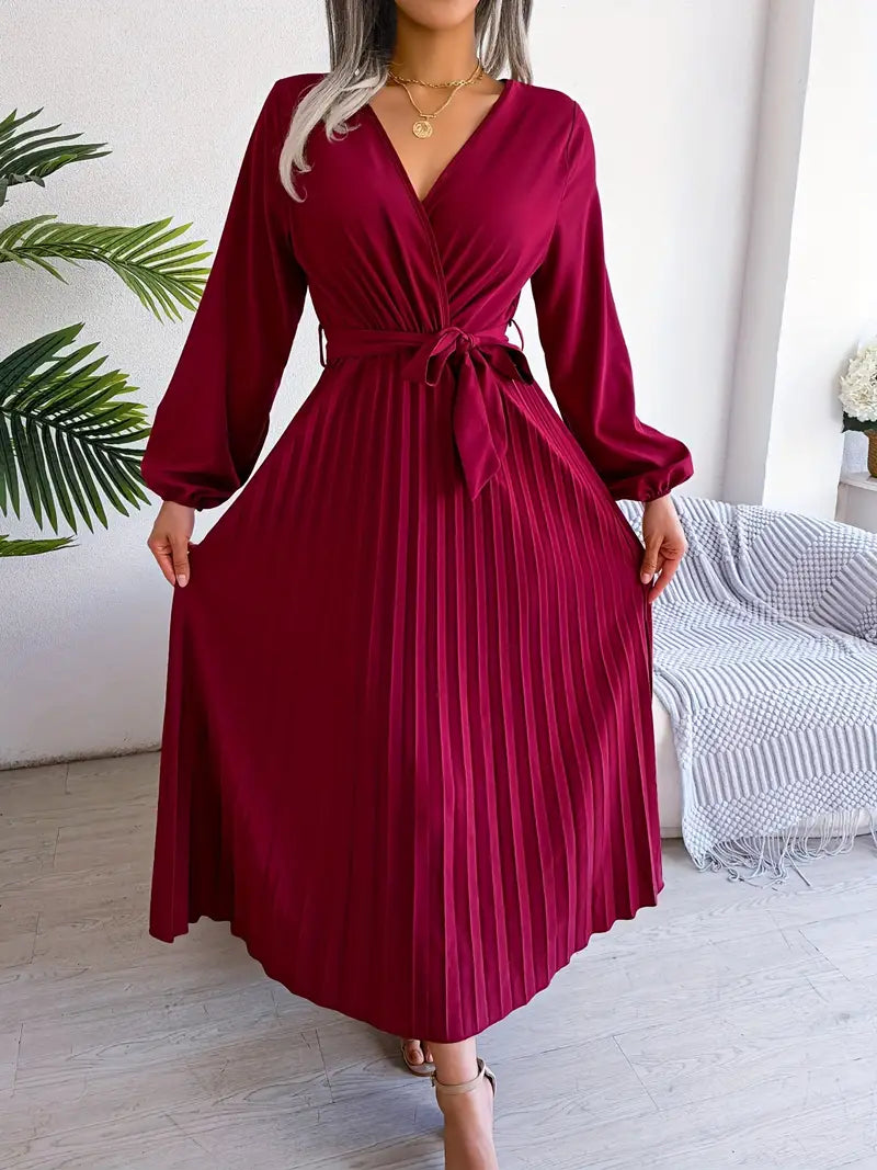Serena | Pleated Wrap Midi Dress