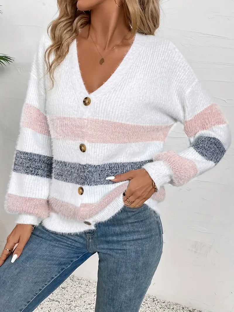 Luna | Striped Button Cardigan