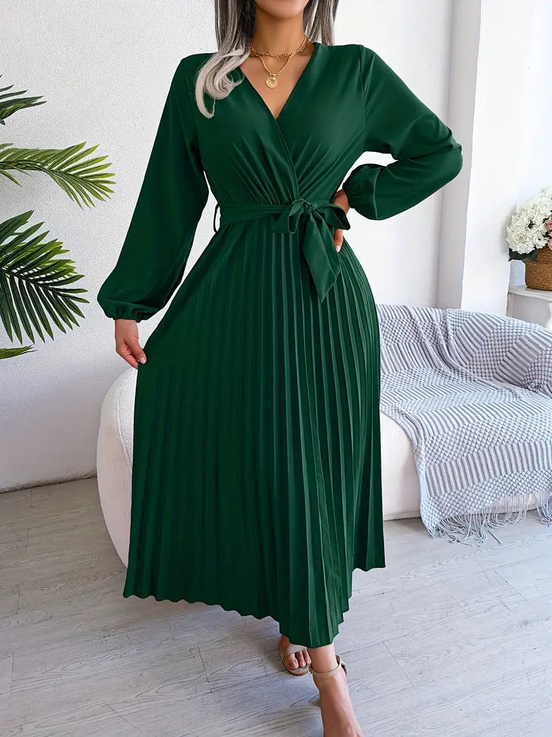 Serena | Pleated Wrap Midi Dress