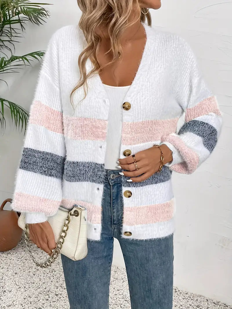 Luna | Striped Button Cardigan
