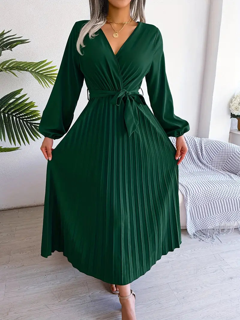 Serena | Pleated Wrap Midi Dress