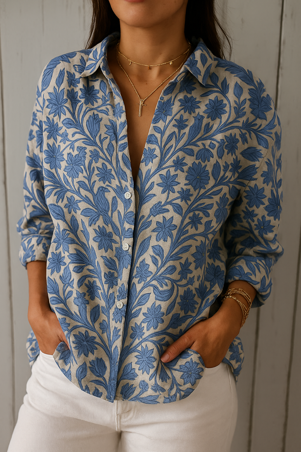 Amara – Blue Floral Blouse