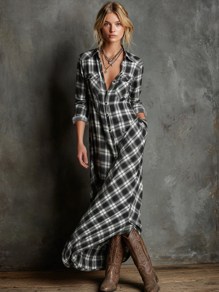 Highland Plaid Maxi Dress
