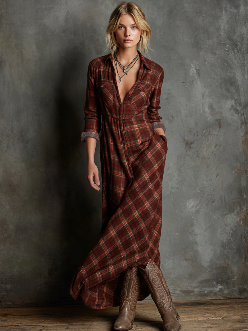 Highland Plaid Maxi Dress