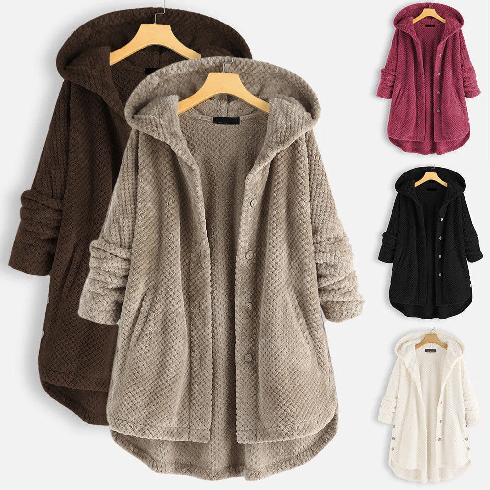 Mara | Cozy Hooded Button Jacket