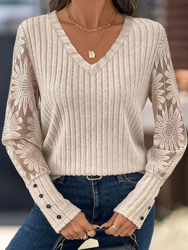 Esme | Floral Sleeve Knit Top