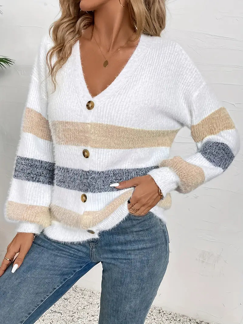 Luna | Striped Button Cardigan