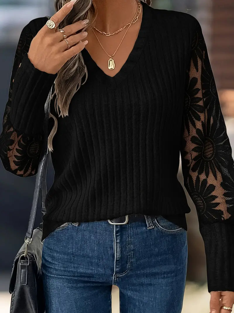 Esme | Floral Sleeve Knit Top