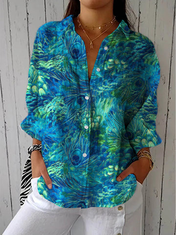 Selene – Peacock Print Blouse