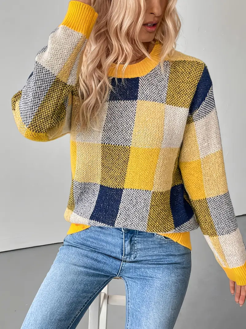 Lila – Checked Knit Sweater