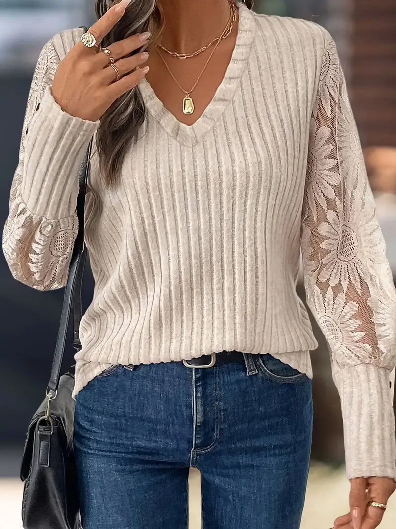 Esme | Floral Sleeve Knit Top