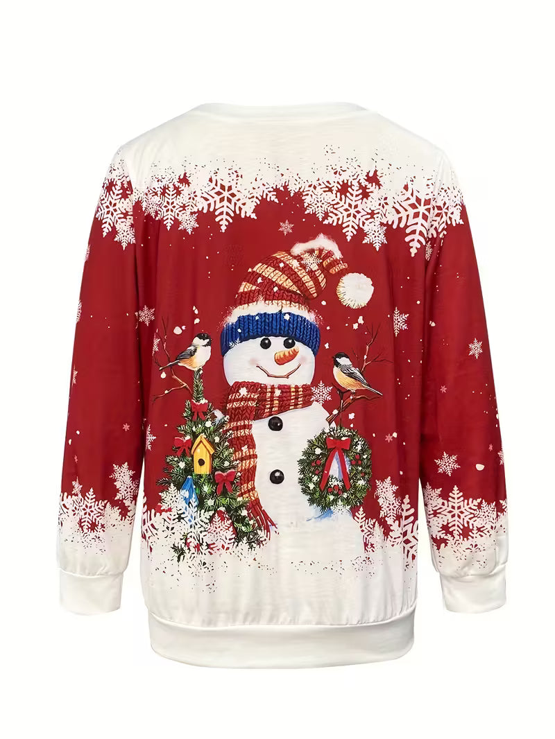 Festive Snowman and Wildlife Holiday Sweatshirt