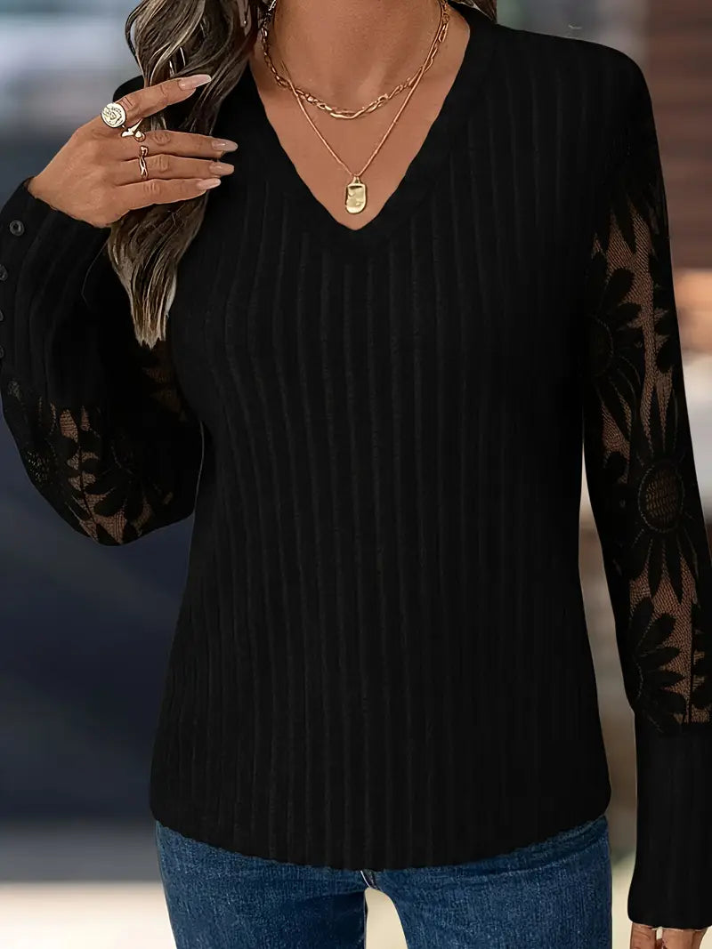 Esme | Floral Sleeve Knit Top