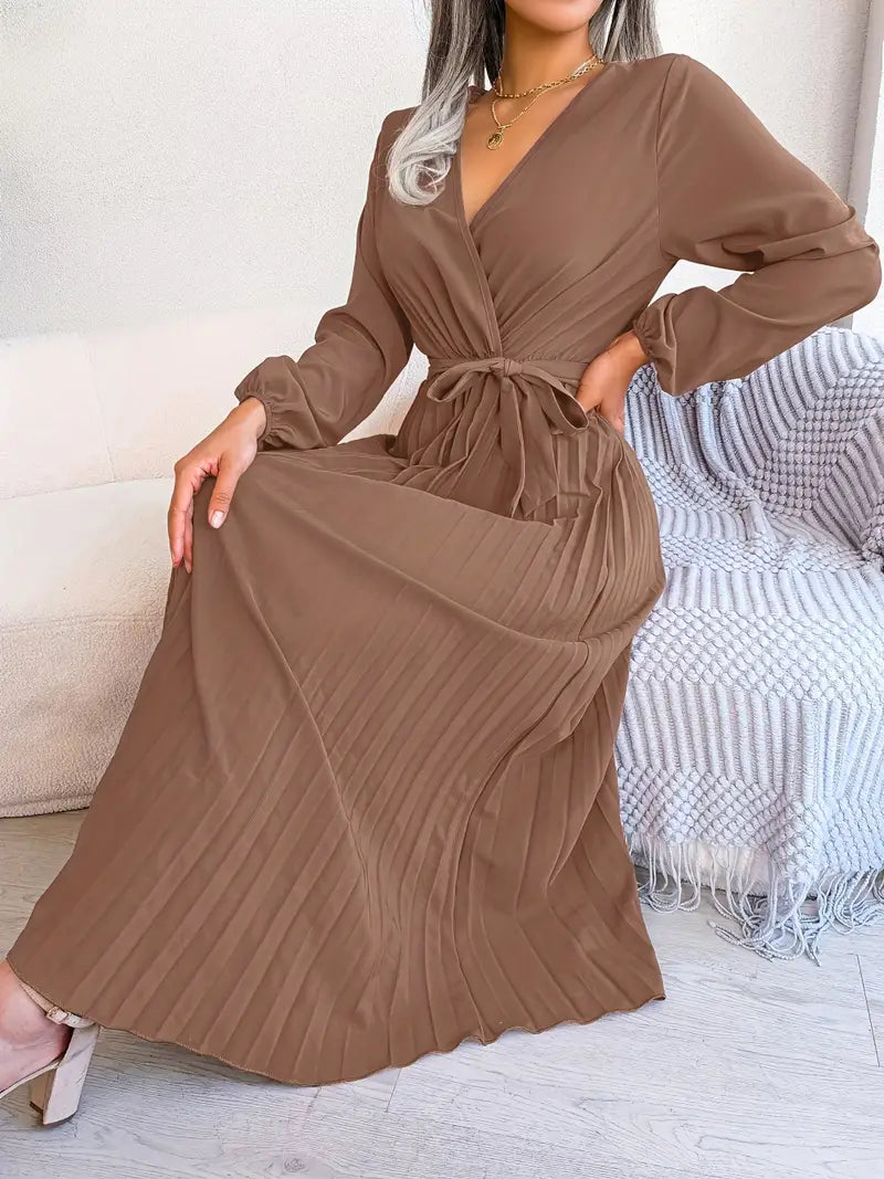 Serena | Pleated Wrap Midi Dress