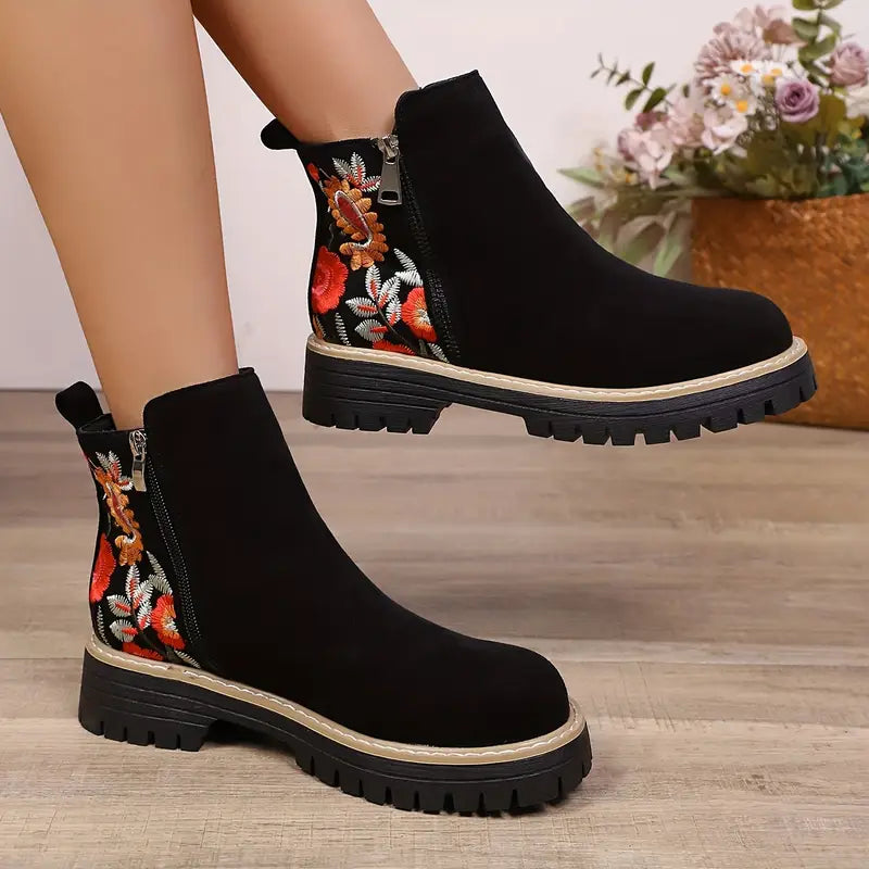 Ember | Embroidered Ankle Boots