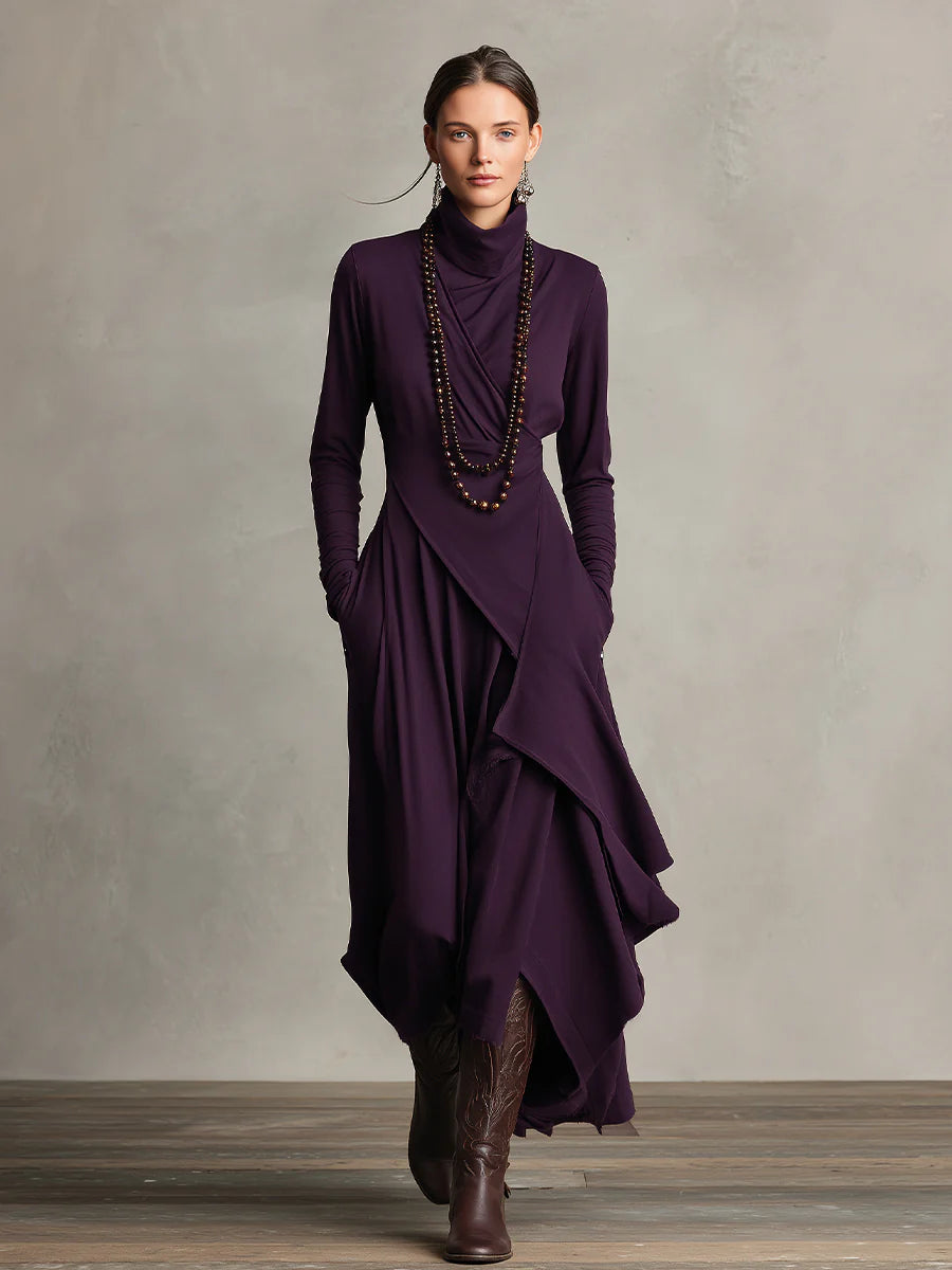 Aurora Asymmetrical Turtleneck Dress
