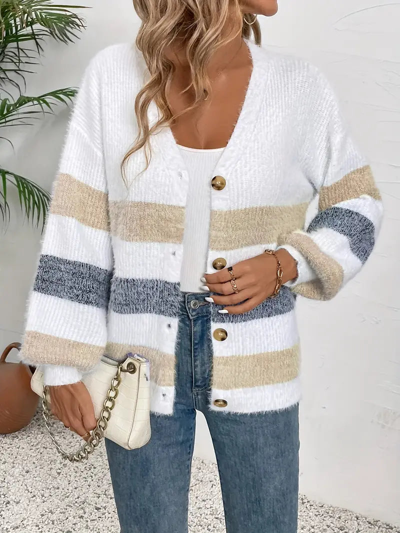 Luna | Striped Button Cardigan