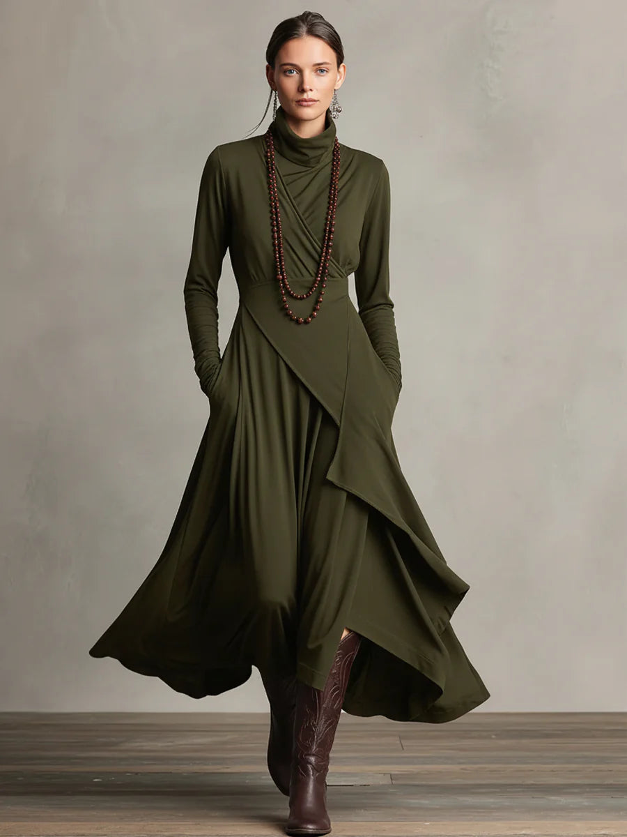 Aurora Asymmetrical Turtleneck Dress