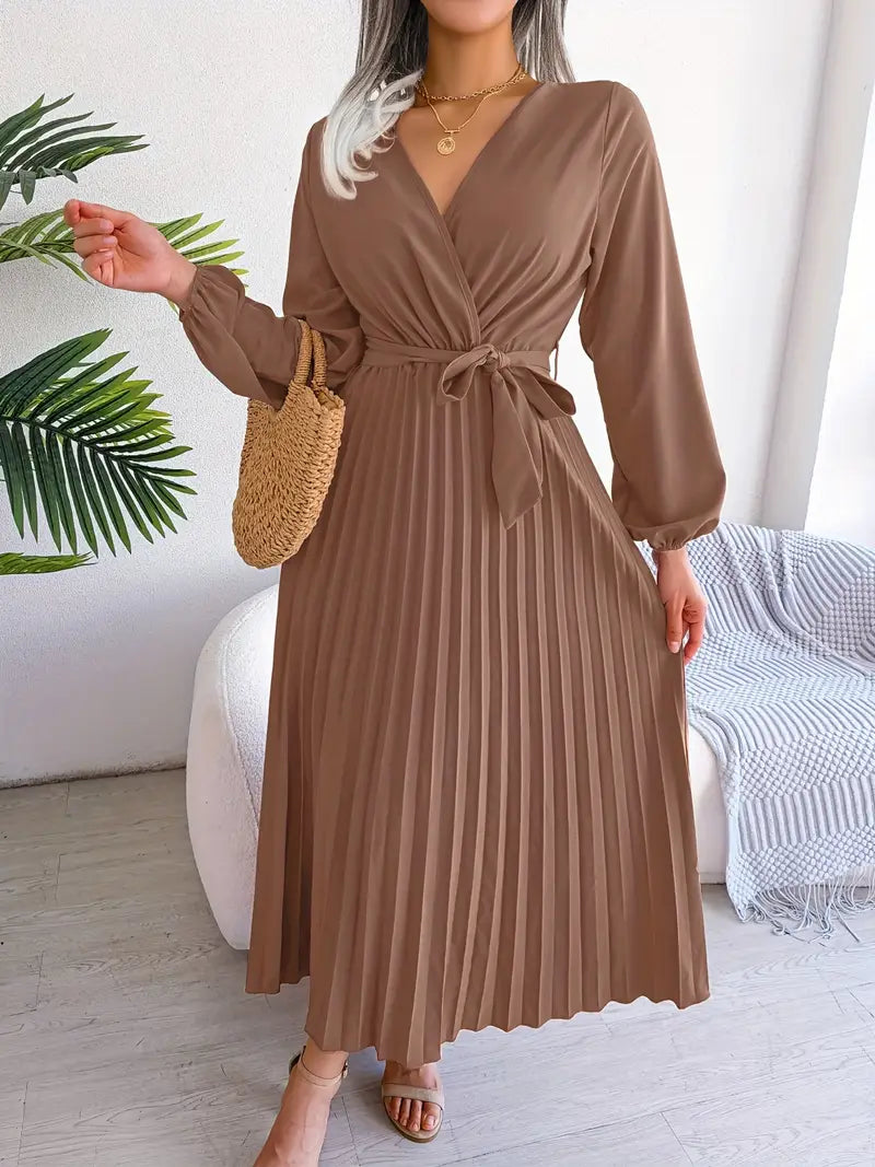 Serena | Pleated Wrap Midi Dress